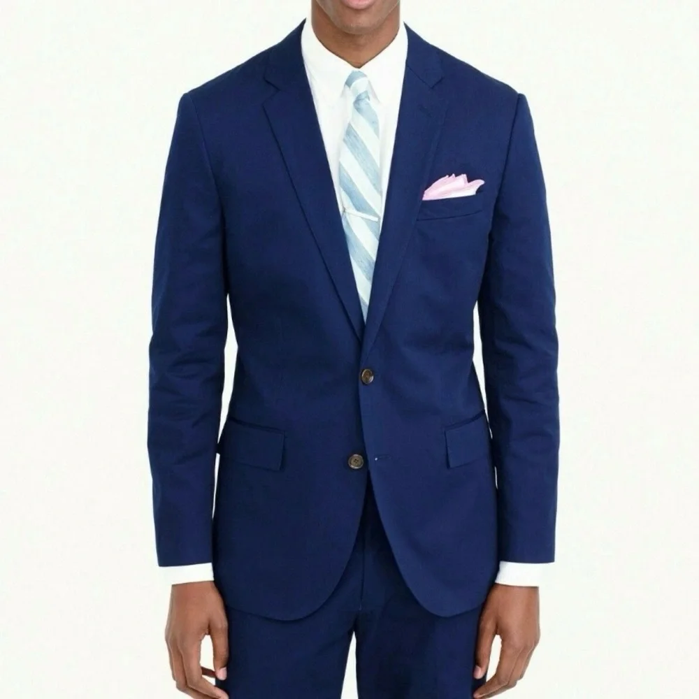 J. Crew $348 Navy Ludlow Slim-fit Suit Jacket in Italian Cotton Chino Sz 38R/M